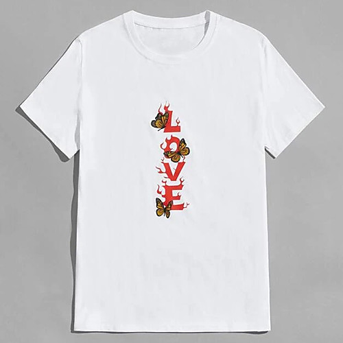

Men's Unisex Tee T shirt Hot Stamping Graphic Prints Love Plus Size Print Short Sleeve Casual Tops 100% Cotton Basic Designer Big and Tall White