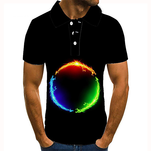 

Men's Golf Shirt 3D Print Graphic Prints Interstellar Button-Down Short Sleeve Street Tops Casual Fashion Cool Black / Sports