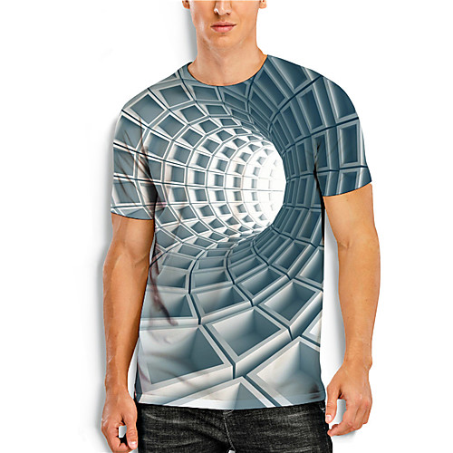 

Men's Tees T shirt 3D Print 3D Graphic Prints Print Short Sleeve Daily Tops Casual Designer Big and Tall Gray