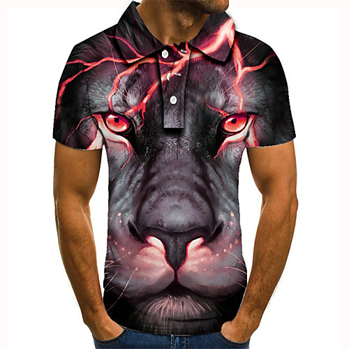 

Men's Golf Shirt Tennis Shirt 3D Print Graphic Prints Animal Button-Down Short Sleeve Street Tops Casual Fashion Cool Purple / Sports