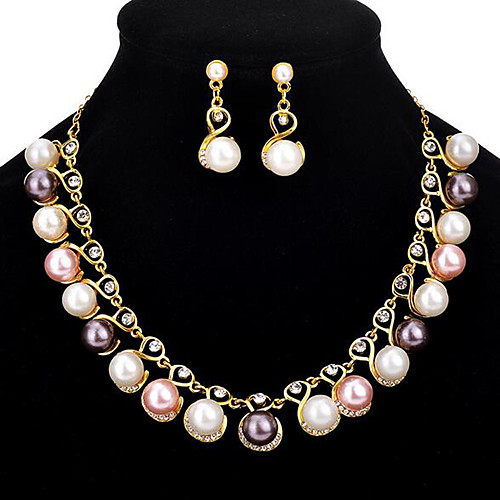 

Women's Jewelry Set Bridal Jewelry Sets Cut Out Precious Fashion Imitation Pearl Rhinestone Gold Plated Earrings Jewelry Rainbow For Christmas Wedding Party Evening Gift Formal 1 set