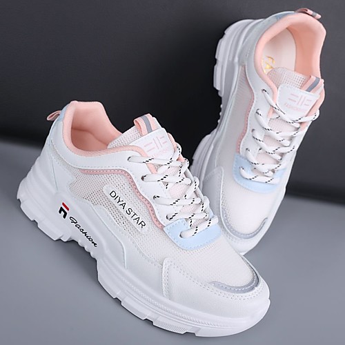 

Women's Trainers Athletic Shoes Dad Shoes Wedge Heel Round Toe Mesh Lace-up Camouflage Pink / White White / Purple White / Green