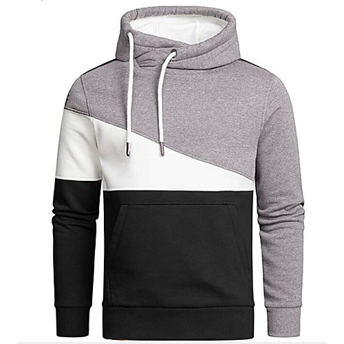 

Men's Pullover Hoodie Sweatshirt Color Block Front Pocket Hooded Daily Fitness Sportswear Thin fleece Hoodies Sweatshirts Long Sleeve Gray Light Grey Black
