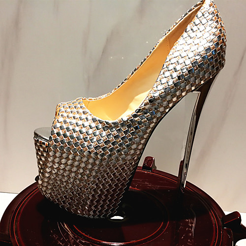 

Women's Heels Stiletto Heel Peep Toe Synthetics Braided Silver