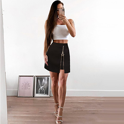 

Women's Date Weekend Elegant Streetwear Skirts Solid Colored Split Black