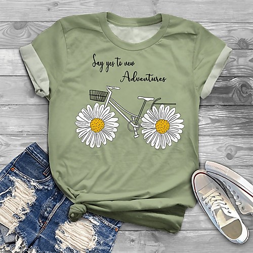 

Women's Plus Size Tops T shirt Graphic Letter Print Short Sleeve Crewneck Basic Spring Summer Blue Yellow Green Big Size XL XXL 3XL 4XL 5XL