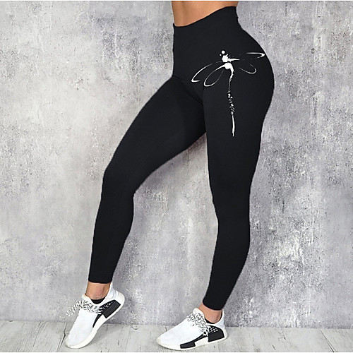 

Women's Sporty Fashion Comfort Skinny Leisure Sports Weekend Leggings Pants Cartoon Graphic Prints Ankle-Length Sporty Elastic Waist Print Blue Black