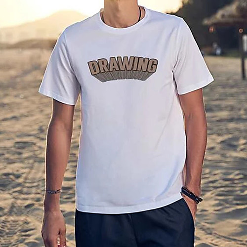 

Men's Tee T shirt Hot Stamping Graphic Prints Letter Print Short Sleeve Casual Tops 100% Cotton Basic Designer Big and Tall White