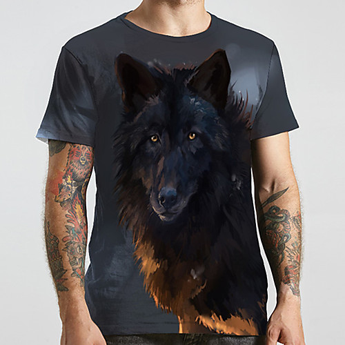 

Men's Unisex Tee T shirt Shirt 3D Print Graphic Prints Wolf Plus Size Print Short Sleeve Casual Tops Basic Designer Big and Tall Round Neck Gray / Summer