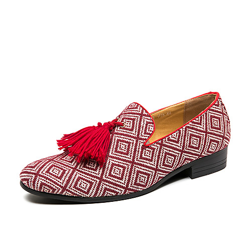 

Men's Loafers & Slip-Ons Tassel Loafers Comfort Loafers Dress Loafers Business Casual Vintage Daily Party & Evening Synthetics Non-slipping Wear Proof Booties / Ankle Boots Red Color Block Spring