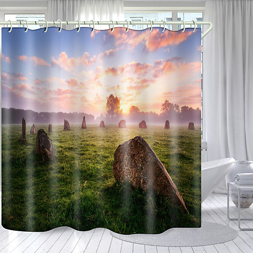 

Haze Sunset Digital Printing Shower Curtain Shower Curtains Hooks Modern Polyester New Design 72 Inch