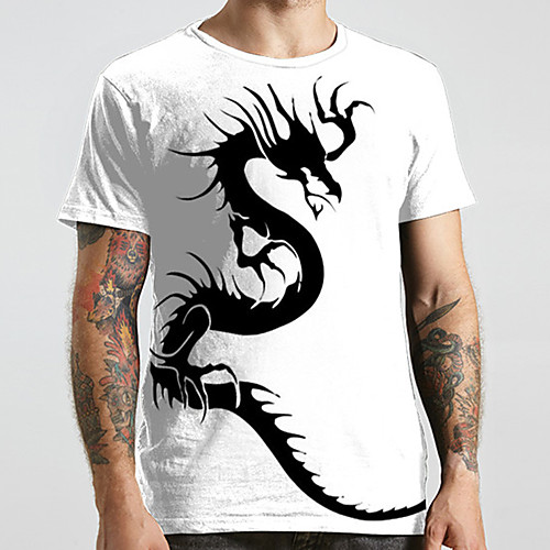 

Men's Unisex Tee T shirt Shirt 3D Print Dragon Graphic Prints Plus Size Print Short Sleeve Casual Tops Basic Designer Big and Tall Round Neck White / Summer