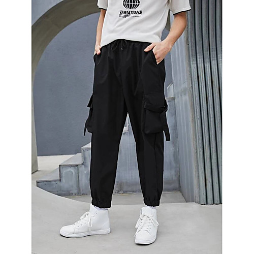 

Men's Cargo Punk & Gothic Daily Pants Tactical Cargo Pants Plain Full Length Pocket Black