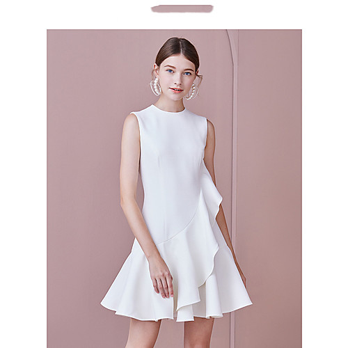 

white party evening dress 2020 new summer slim asymmetrical ruffle party small dress dress short