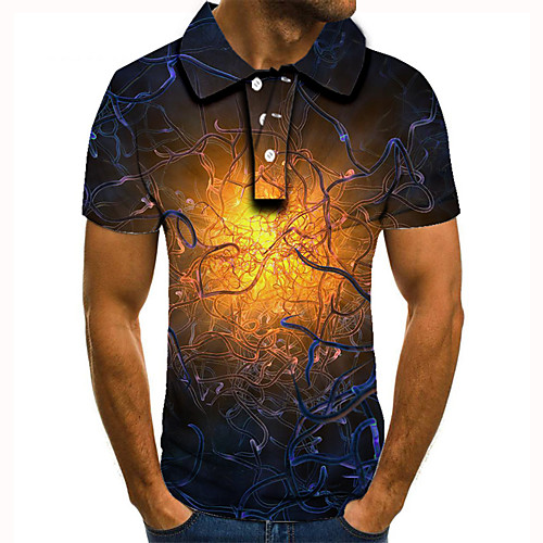 

Men's Golf Shirt Tennis Shirt 3D Print 3D Graphic Prints Button-Down Short Sleeve Street Tops Casual Fashion Cool Dark Gray / Sports