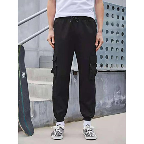 

Men's Cargo Casual / Sporty Tactical Cargo Pants Solid Color Black