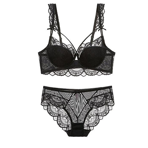 

Women's Bra & Panty Set Underwire Bra 3/4 Cup Solid Color Sexy Green