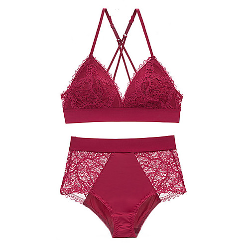 

Women's Bra & Panty Set Wireless 3/4 Cup Solid Color Sexy Black