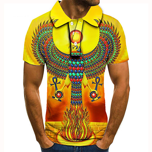 

Men's Golf Shirt 3D Print Graphic Prints Animal Button-Down Short Sleeve Street Tops Casual Fashion Cool Yellow / Sports