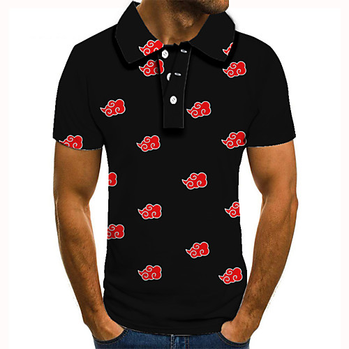

Men's Golf Shirt Tennis Shirt 3D Print Anime Graphic Prints Clouds Button-Down Short Sleeve Street Tops Casual Fashion Cool Black / Sports