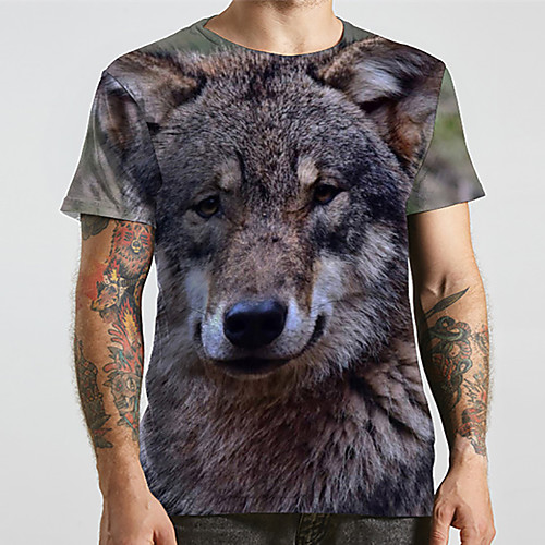 

Men's Unisex Tee T shirt Shirt 3D Print Graphic Prints Wolf Animal Plus Size Print Short Sleeve Casual Tops Basic Designer Big and Tall Round Neck Rainbow / Summer