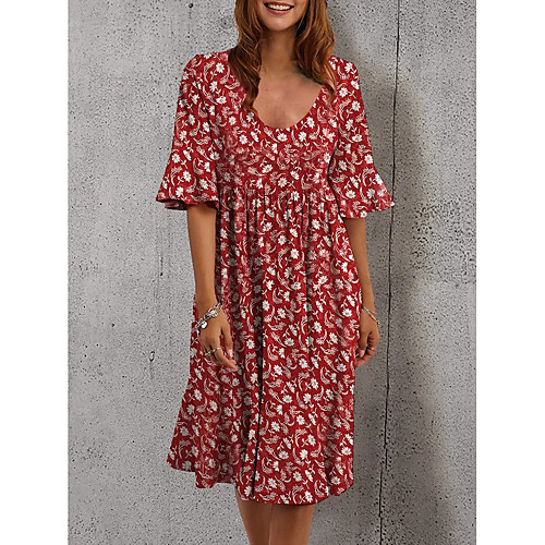 

Women's T Shirt Dress Tee Dress Knee Length Dress Short Sleeve Pattern Spring Summer Casual / Daily 2021 S M L XL XXL XXXL
