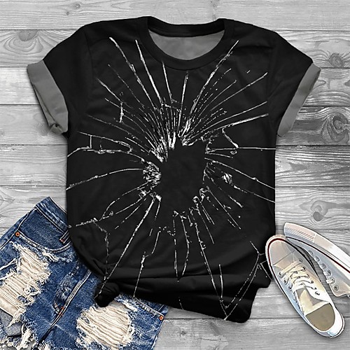 

Women's Plus Size Tops T shirt Graphic 3D Print Short Sleeve Crewneck Basic Black Big Size XL XXL 3XL 4XL 5XL / Holiday