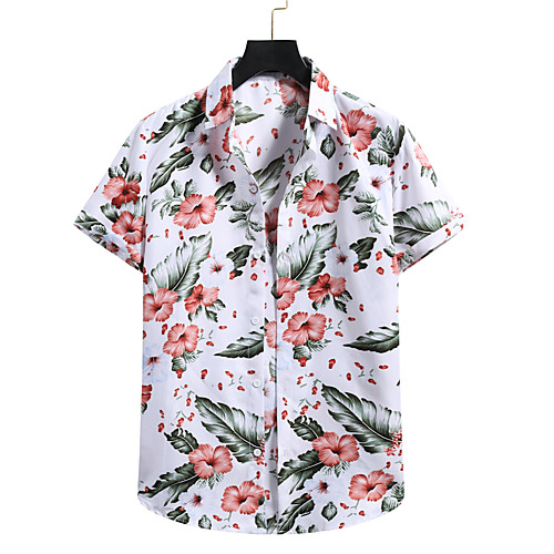 

Men's Shirt Other Prints Plants Print Short Sleeve Casual Tops Hawaiian A