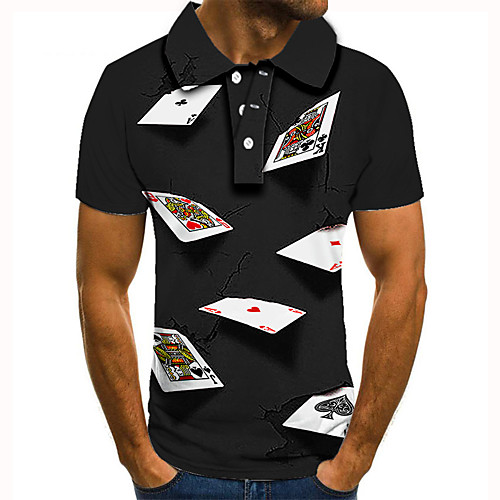 

Men's Golf Shirt Tennis Shirt 3D Print Graphic Prints Poker Button-Down Short Sleeve Street Tops Casual Fashion Cool Black / Sports
