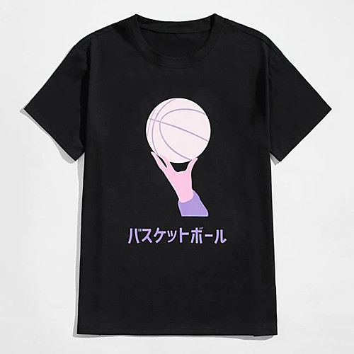 

Men's Unisex Tee T shirt Hot Stamping Graphic Prints Basketball Plus Size Print Short Sleeve Casual Tops 100% Cotton Basic Designer Big and Tall Black