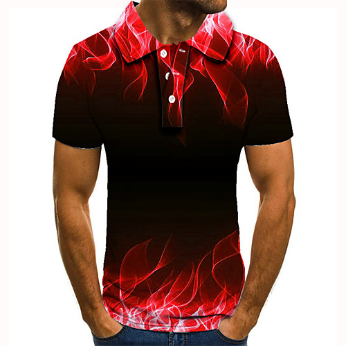 

Men's Golf Shirt Tennis Shirt 3D Print Graphic Prints Geometry Button-Down Short Sleeve Street Tops Casual Fashion Cool Red / Sports