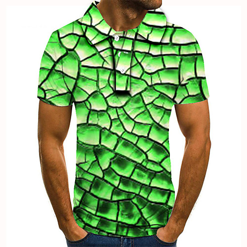 

Men's Golf Shirt Tennis Shirt 3D Print Graphic Prints Crack Button-Down Short Sleeve Street Tops Casual Fashion Cool Green / Sports