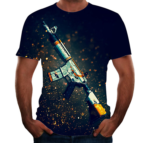 

Men's T shirt 3D Print 3D Rivet Mesh Short Sleeve Casual Tops Sportswear Sports Black Green Navy Blue
