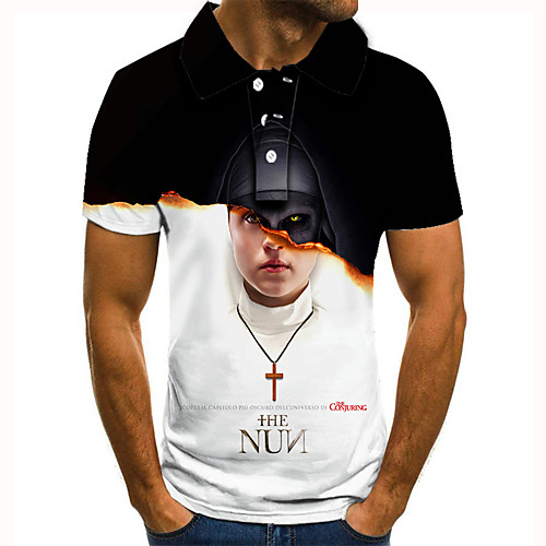 

Men's Golf Shirt Tennis Shirt 3D Print Graphic Prints Human Button-Down Short Sleeve Street Tops Casual Fashion Cool Black / Sports