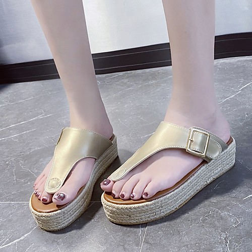 

Women's Sandals Espadrilles Platform Sandals Wedge Heel Round Toe PU Solid Colored Black Gold Beige