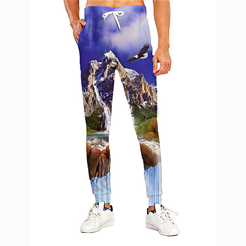 

Men's Casual Athleisure Outdoor Sports Daily Sports Pants Sweatpants Trousers Pants Graphic Prints Landscape Full Length Print Blue