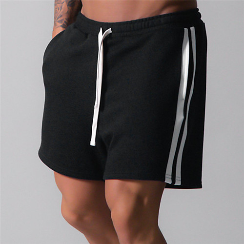 

Men's Casual / Sporty Athleisure Breathable Sports Cotton Daily Beach Chinos Shorts Pants Letter Short Drawstring Elastic Waist Solid black Solid white Solid beige Solid navy / Summer