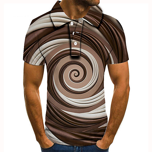 

Men's Golf Shirt Tennis Shirt 3D Print 3D Graphic Prints Button-Down Short Sleeve Street Tops Casual Fashion Cool Brown / Sports