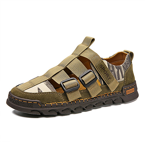 

Men's Sandals Flat Sandals Casual Daily Beach Leather Breathable Non-slipping Wear Proof Army Green Black Brown Spring Summer