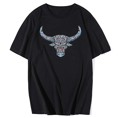 

Men's Unisex Tee T shirt Hot Stamping Graphic Prints Cow Plus Size Print Short Sleeve Casual Tops 100% Cotton Basic Designer Big and Tall Black