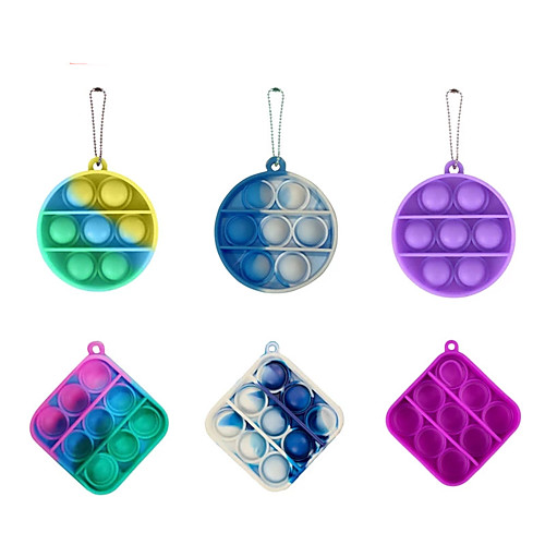 

2 pcs Pop Bubble Fidget Toy, Mini Push Pop with Key Chain, Bubble Wrap Sensory Silicone Toy, Autism Special Needs Stress Reliever Tactile Logic Game for Kids, Family, and Friends