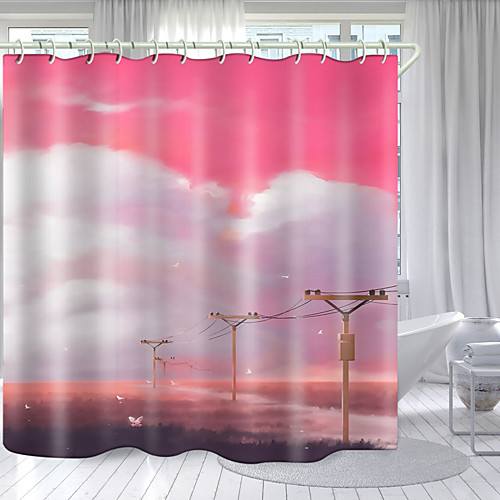 

Pink Memory Digital Printing Shower Curtain Shower Curtains Hooks Modern Polyester New Design 72 Inch