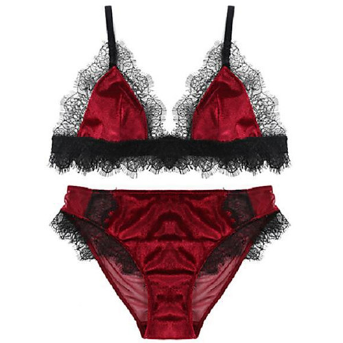 

Women's Bra & Panty Set Wireless 3/4 Cup Solid Color Sexy Dark Green
