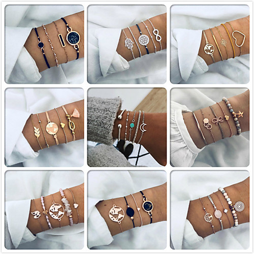 

simple retro bracelet stone geometric bracelet set