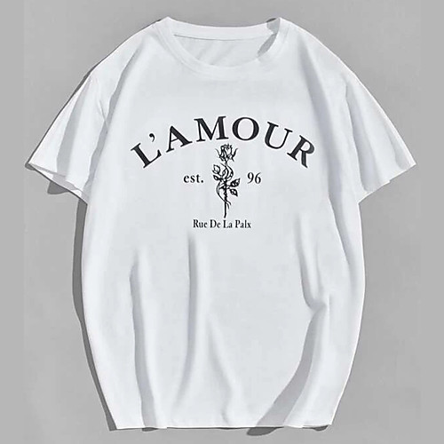 

Men's Unisex Tee T shirt Hot Stamping Graphic Prints Letter Plus Size Print Short Sleeve Casual Tops 100% Cotton Basic Designer Big and Tall White