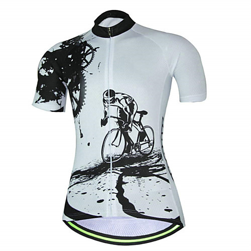 

21Grams Gear Graffiti Women's Short Sleeve Cycling Jersey - White Bike Jersey Top Quick Dry Moisture Wicking Breathable Sports Summer Terylene Mountain Bike MTB Clothing Apparel / Micro-elastic