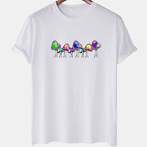 

Men's Unisex Tee T shirt Hot Stamping Mushroom Plus Size Short Sleeve Casual Tops 100% Cotton Basic Designer Big and Tall White Blushing Pink Khaki