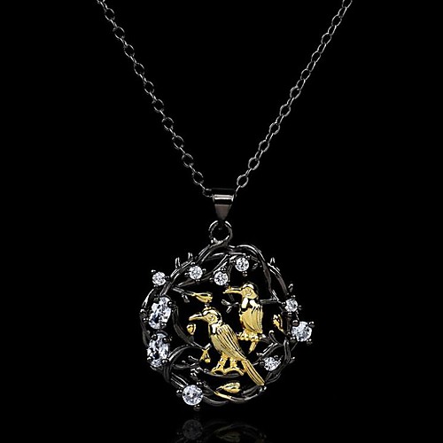 

Women's Clear AAA Cubic Zirconia Necklace Monogram Bird Artistic Luxury Rustic European Brass Black 50 cm Necklace Jewelry 1pc For Party Evening Street Gift Engagement