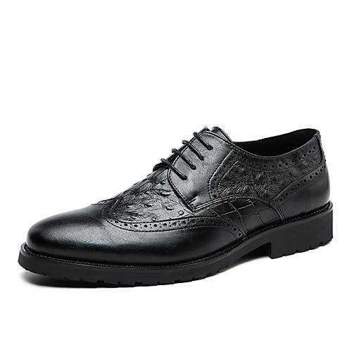 

Men's Oxfords Lace up British Daily PU Shock Absorbing Wear Proof Black Brown Fall Spring