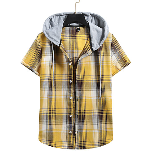 

Men's Shirt Graphic Short Sleeve Casual Tops Yellow Gray